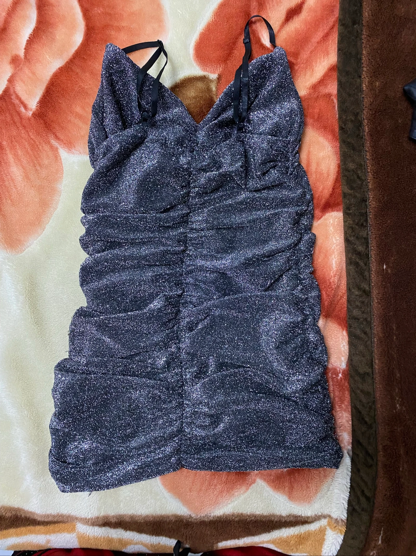 Vestido Mini Drapeado Brilhante - Prateado/Glitter - Ideal Festa – photo 2